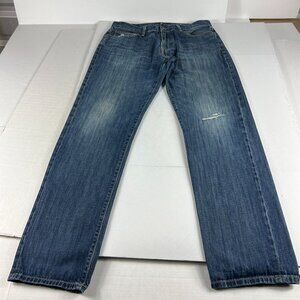 Lucky Brand Jeans Mens 33x31* 221 Straight Blue Faded Distressed Denim Tag 32x32